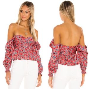 🌹 House Of Harlow 1960 * Revolve  Red Poppy Burna Top - S